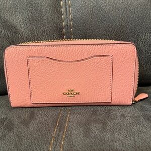 Coach Coral Pink Zip Wallet